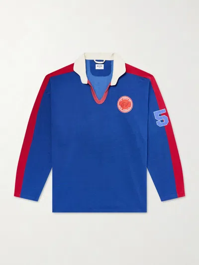 Bode Lakewood Logo-patch Panelled Shirt In Blue