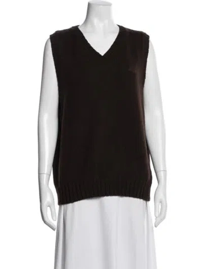 Pre-owned Bode Lambswool V-neck Sweater In Brown