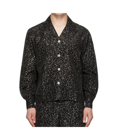 Bode Lapel Long Sleeve Shirt In Black