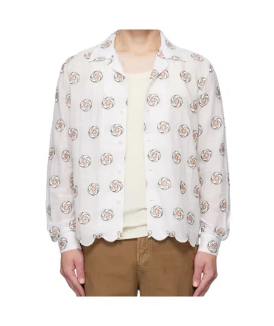 Bode White Floral Aperture Short Sleeve Shirt