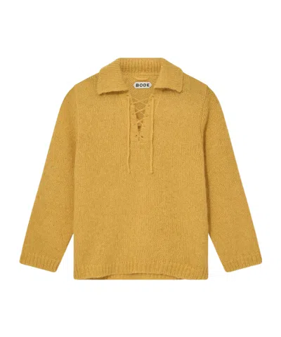 Bode Lapel Long-sleeved Sweater In Yellow