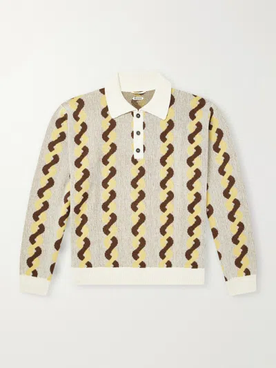Bode Lasso Jacquard-knit Cotton, Alpaca And Merino Wool-blend Polo Sweater In Multi
