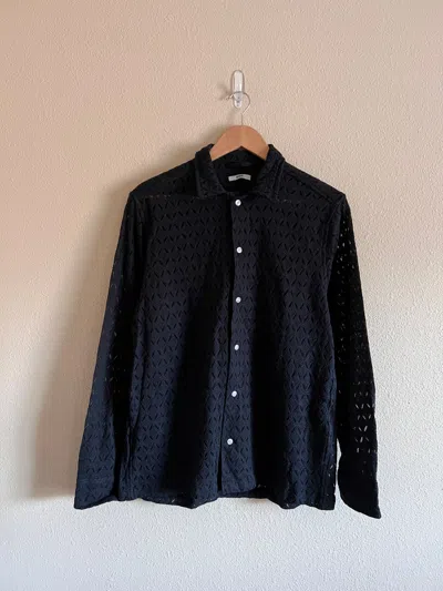 Pre-owned Bode Lattice Lace Long Sleeve Shirt In Black