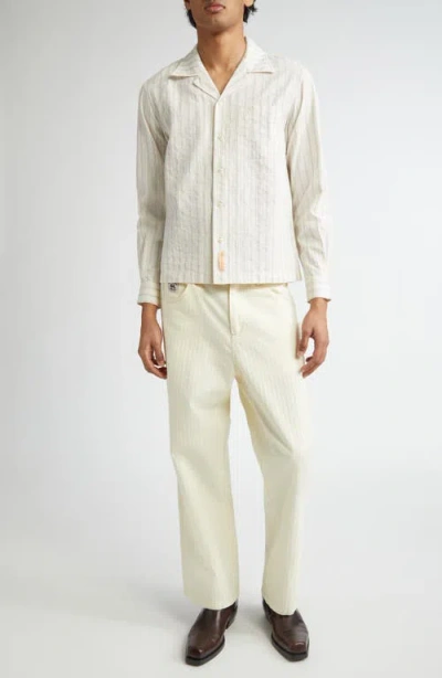 Bode Lavender Sail Shirt In White