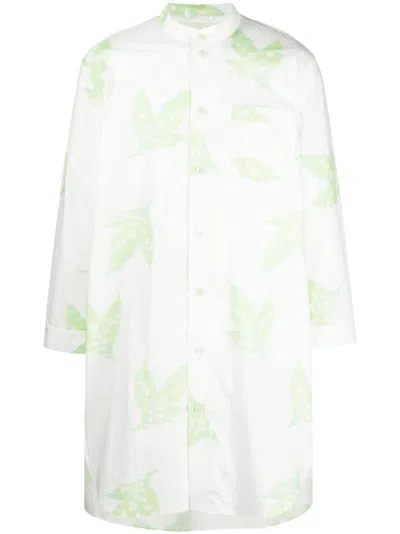 Bode Lead-print Band-collar Shirt In White