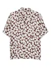 Bode Paper Birch Camp-collar Printed Satin Shirt In Brown