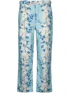 Bode Sky Blue Leaf-print Trousers In Blue