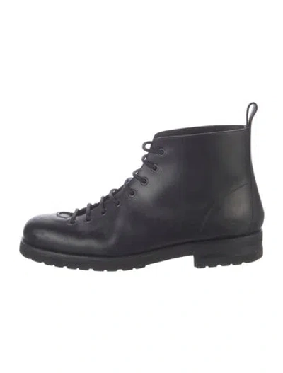 Pre-owned Bode Leather Combat Boots In Black