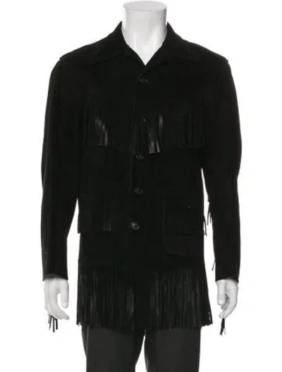 Pre-owned Bode Leather Trucker Jacket In Black