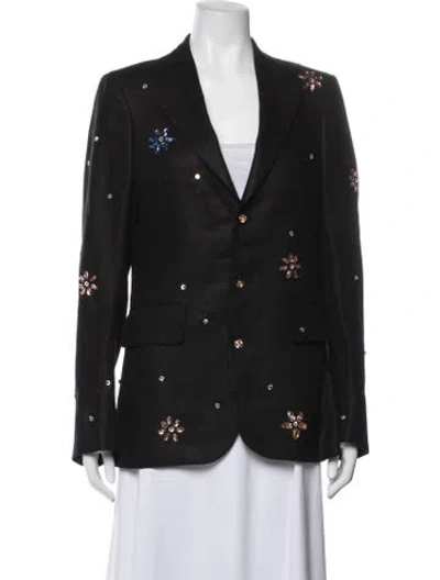 Pre-owned Bode Linen Blazer In Black