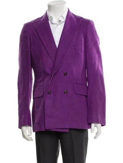 Pre-owned Bode Linen Blazer In Purple