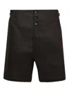 Bode Linen Button-front Shorts In Black