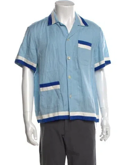 Pre-owned Bode Linen Colorblock Pattern Shirt In Blue