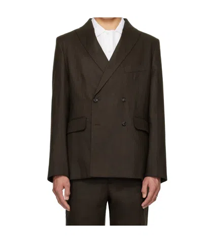BODE LINEN DOUBLE-BREASTED SUIT JACKET