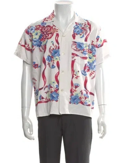 Pre-owned Bode Linen Floral Print Shirt In Neutral
