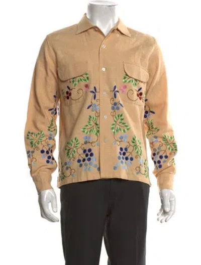 Pre-owned Bode Linen Floral Print Shirt In Neutrals