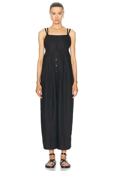 Bode Linen Gardner Jumpsuit In Black