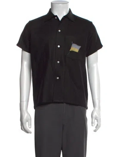 Pre-owned Bode Linen Graphic Print Shirt In Black