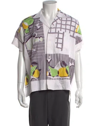Pre-owned Bode Linen Graphic Print Shirt In Multi