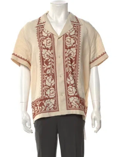 Pre-owned Bode Linen Graphic Print Shirt In Neutral
