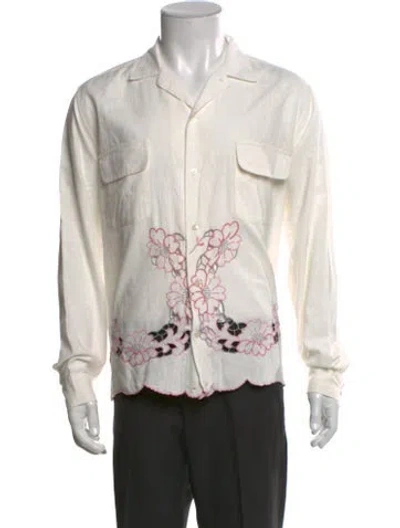 Pre-owned Bode Linen Graphic Print Shirt In Neutral