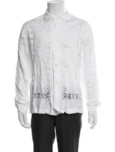 Pre-owned Bode Linen Lace Pattern Shirt In White