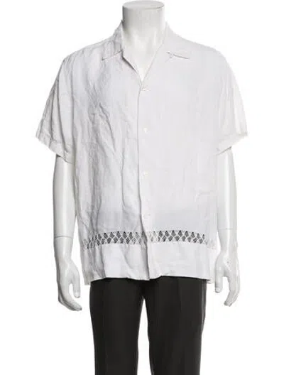 Pre-owned Bode Linen Lace Pattern Shirt In White