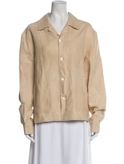 Pre-owned Bode Linen Long Sleeve Button-up Top In Neutral