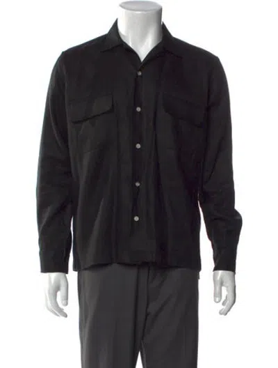 Pre-owned Bode Linen Long Sleeve Dress Shirt In Black