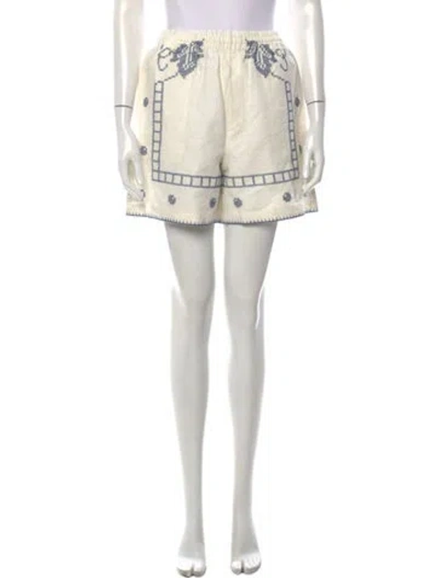 Pre-owned Bode Linen Mini Shorts In White