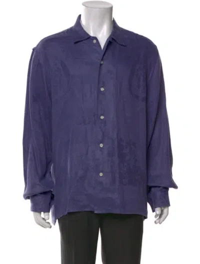 Pre-owned Bode Linen Patterned Shirt In Blue