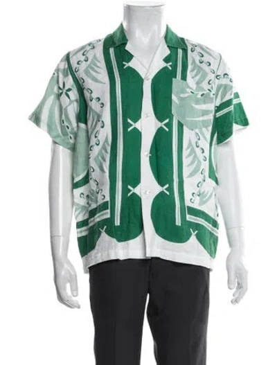 Pre-owned Bode Linen Patterned Shirt In Green