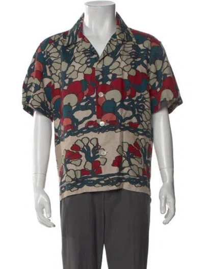 Pre-owned Bode Linen Printed Shirt In Blue