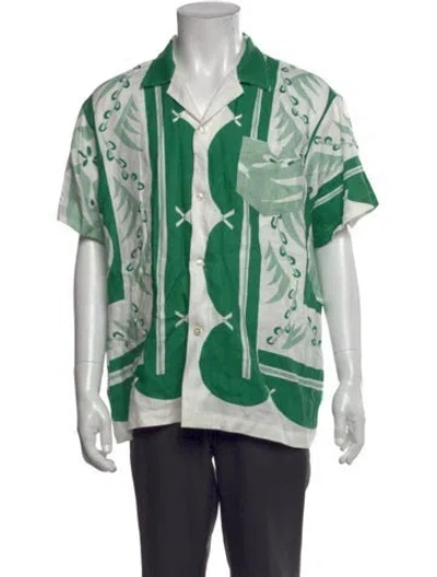 Pre-owned Bode Linen Printed Shirt In Green