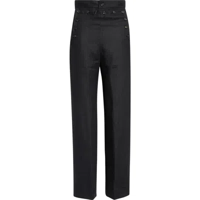 Bode Linen Sailor Trousers In Black