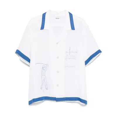Bode Club Champion Shirt In White Blue