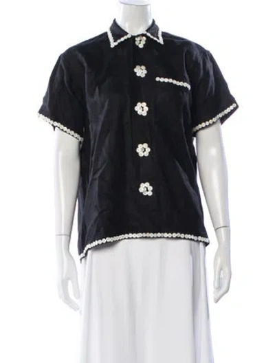 Pre-owned Bode Linen Short Sleeve Button-up Top In Multi