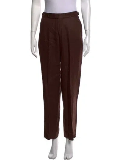 Pre-owned Bode Linen Straight Leg Pants In Brown
