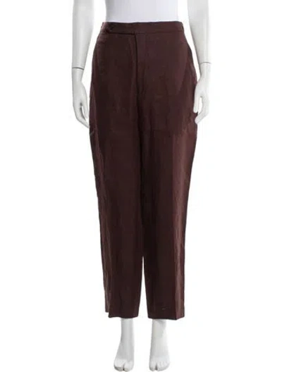 Pre-owned Bode Linen Straight Leg Pants In Brown