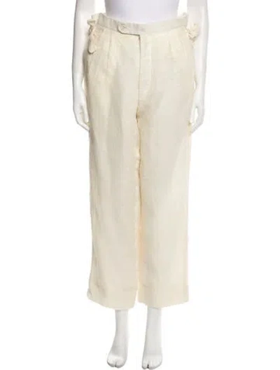 Pre-owned Bode Linen Straight Leg Pants In Neutral