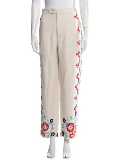 Pre-owned Bode Linen Straight Leg Pants In Neutrals