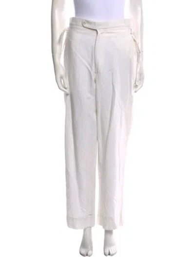 Pre-owned Bode Linen Straight Leg Pants In White
