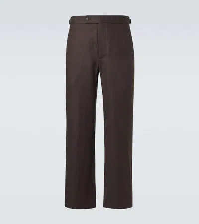 Bode Linen Straight Pants In Brown