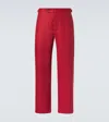 Bode Linen Straight Pants In Red