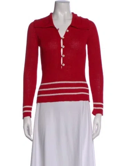 Pre-owned Bode Linen Striped Polo In Red