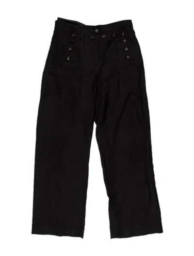 Pre-owned Bode Linen Wide Leg Pants In Black