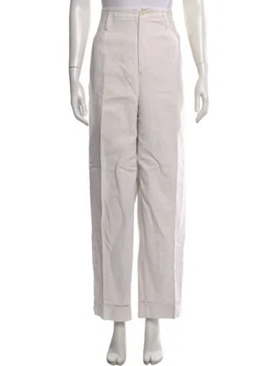 Pre-owned Bode Linen Wide Leg Pants In Neutral