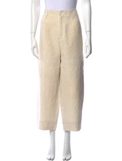 Pre-owned Bode Linen Wide Leg Pants In Neutral