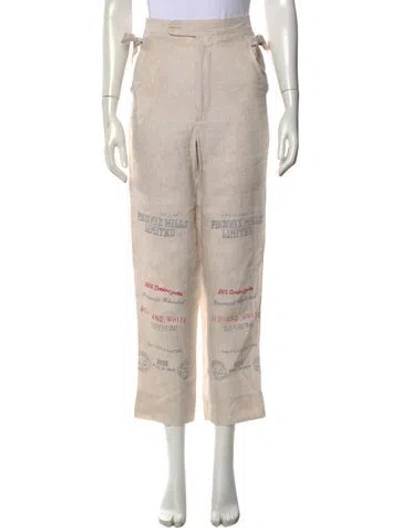 Pre-owned Bode Linen Wide Leg Pants In Neutral