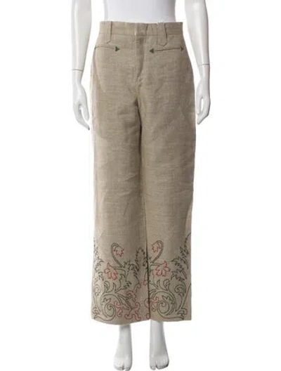 Pre-owned Bode Linen Wide Leg Pants W/ Tags In Neutrals